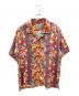 HOUSTON（ヒューストン）の古着「アロハシャツ　ALOHA SHIRT (PALM TREE)」｜パープル×レッド
