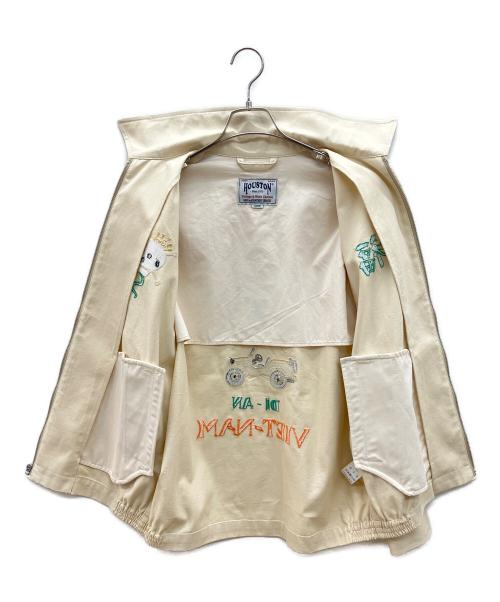 HOUSTON（ヒューストン）HOUSTON (ヒューストン) 刺繍ワークジャケット　VIETNAM JACKET(SKULL) アイボリー サイズ:Lの古着・服飾アイテム