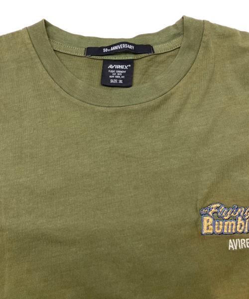 AVIREX（アヴィレックス）AVIREX (アヴィレックス) 刺繍Tシャツ　TOPGUN TOMCAT　50th ANNIVERSARY カーキ サイズ:XLの古着・服飾アイテム