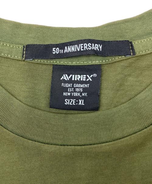 AVIREX（アヴィレックス）AVIREX (アヴィレックス) 刺繍Tシャツ　TOPGUN TOMCAT　50th ANNIVERSARY カーキ サイズ:XLの古着・服飾アイテム