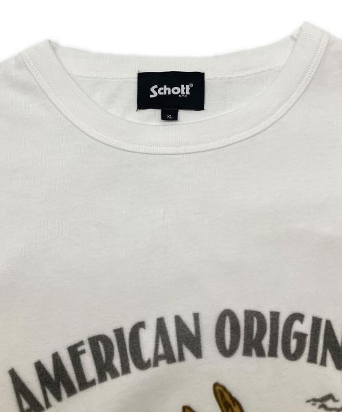 Schott（ショット）Schott (ショット) Tシャツ　HORSE FLOCKY T-SHIRT ホワイト サイズ:XLの古着・服飾アイテム