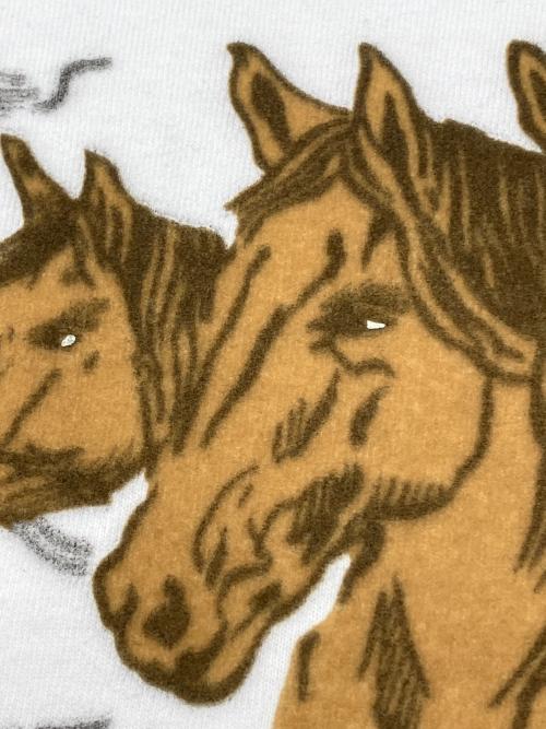 Schott（ショット）Schott (ショット) Tシャツ　HORSE FLOCKY T-SHIRT ホワイト サイズ:XLの古着・服飾アイテム