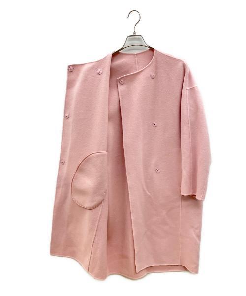 TOMORROW LAND（トゥモローランド）TOMORROW LAND (トゥモローランド) ノーカラーコート ピンク サイズ:36の古着・服飾アイテム