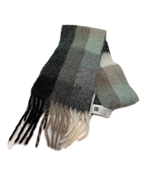 Acne studios（アクネ ストゥディオズ）Acne studios (アクネ ストゥディオズ) マフラー グレー×グリーン×ホワイト サイズ:28×250の古着・服飾アイテム
