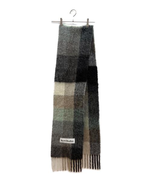 Acne studios（アクネ ストゥディオズ）Acne studios (アクネ ストゥディオズ) マフラー グレー×グリーン×ホワイト サイズ:28×250の古着・服飾アイテム
