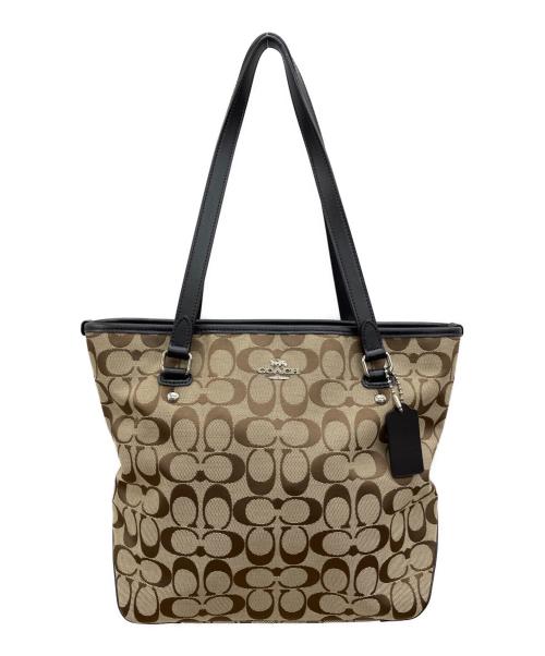 COACH（コーチ）COACH (コーチ) シグネチャー　トートバッグ ベージュ×ブラウンの古着・服飾アイテム