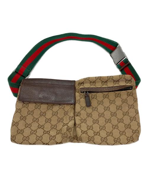 GUCCI（グッチ）GUCCI (グッチ) ウエストポーチ GG ベージュ×ブラウンの古着・服飾アイテム