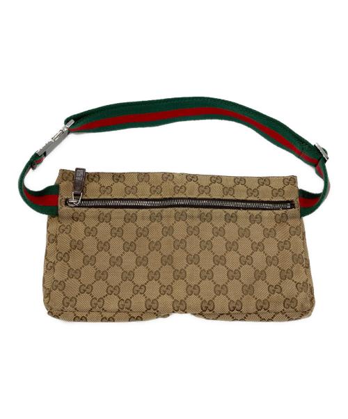 GUCCI（グッチ）GUCCI (グッチ) ウエストポーチ GG ベージュ×ブラウンの古着・服飾アイテム