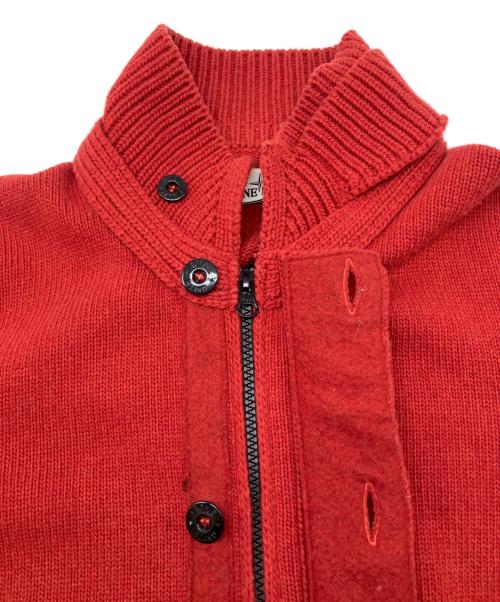 STONE ISLAND（ストーンアイランド）STONE ISLAND (ストーンアイランド) ニットカーディガン　2015AWモデル レッド サイズ:Ｍの古着・服飾アイテム