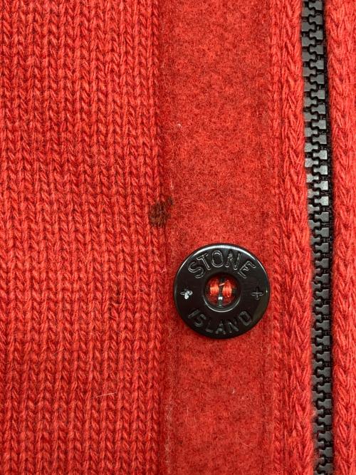 STONE ISLAND（ストーンアイランド）STONE ISLAND (ストーンアイランド) ニットカーディガン　2015AWモデル レッド サイズ:Ｍの古着・服飾アイテム