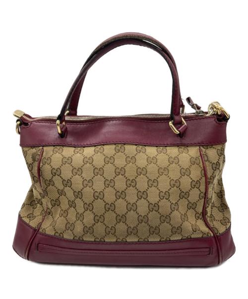 GUCCI（グッチ）GUCCI (グッチ) 2wayハンドバッグ ベージュ×レッドの古着・服飾アイテム