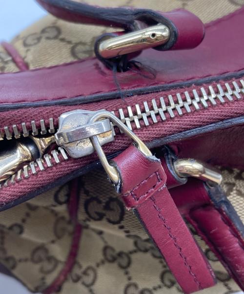 GUCCI（グッチ）GUCCI (グッチ) 2wayハンドバッグ ベージュ×レッドの古着・服飾アイテム