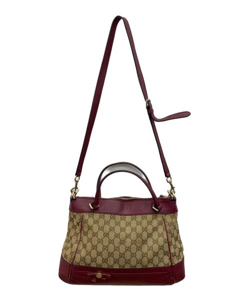 GUCCI（グッチ）GUCCI (グッチ) 2wayハンドバッグ ベージュ×レッドの古着・服飾アイテム