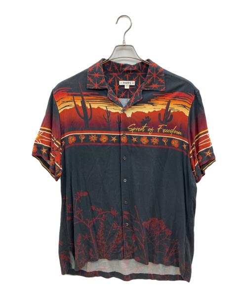 PHIPPS（フィップス）PHIPPS (フィップス) 半袖シャツ ブラック×レッド サイズ:Lの古着・服飾アイテム