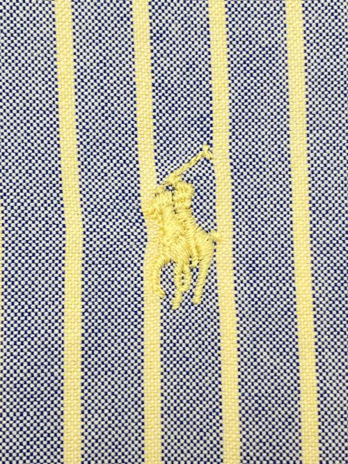 POLO RALPH LAUREN（ポロ・ラルフローレン）POLO RALPH LAUREN (ポロ・ラルフローレン) 90sストライプBDシャツ ブルー×イエロー サイズ:16-34の古着・服飾アイテム