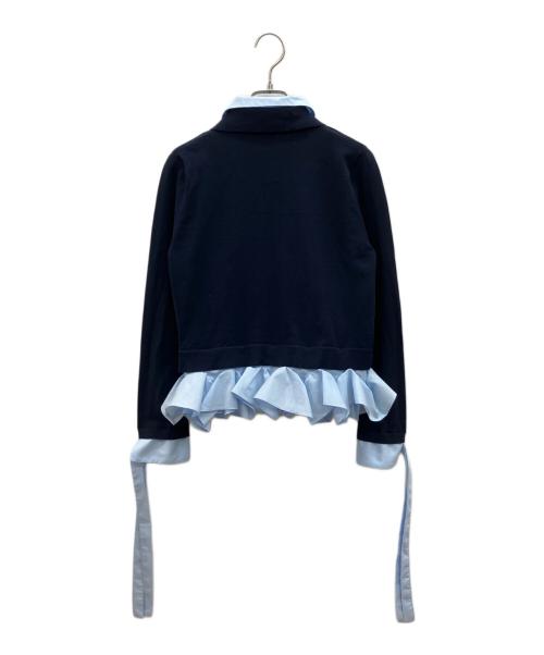 Snidel（スナイデル）Snidel (スナイデル) フェイクレイヤードニット　シャツドッキングヘムボリュームニットプルオーバー　2026年モデル ネイビー×スカイブルー サイズ:Fの古着・服飾アイテム