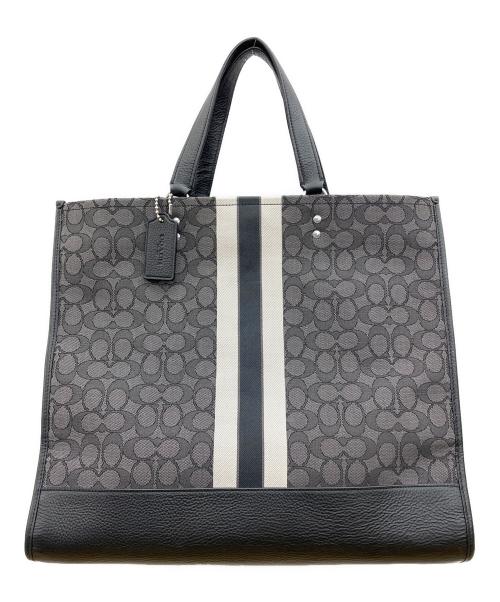 COACH（コーチ）COACH (コーチ) デンプシー トート　シグネチャー ジャカード ウィズ ストライプ アンド ブラック×グレーの古着・服飾アイテム