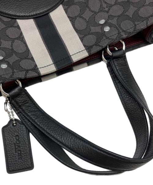 COACH（コーチ）COACH (コーチ) デンプシー トート　シグネチャー ジャカード ウィズ ストライプ アンド ブラック×グレーの古着・服飾アイテム