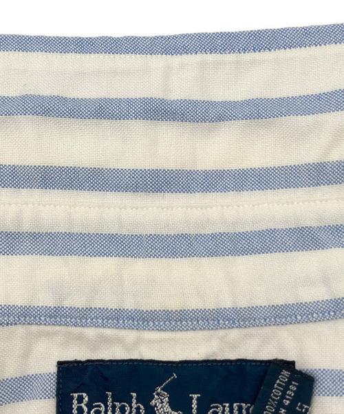 RALPH LAUREN（ラルフローレン）RALPH LAUREN (ラルフローレン) 半袖シャツ ホワイト×ブルー サイズ:Ｍの古着・服飾アイテム
