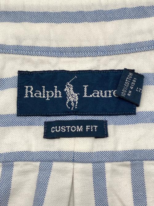 RALPH LAUREN（ラルフローレン）RALPH LAUREN (ラルフローレン) 半袖シャツ ホワイト×ブルー サイズ:Ｍの古着・服飾アイテム