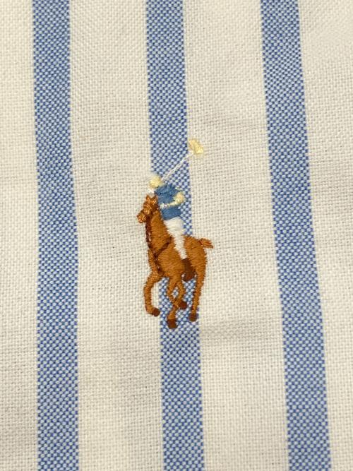 RALPH LAUREN（ラルフローレン）RALPH LAUREN (ラルフローレン) 半袖シャツ ホワイト×ブルー サイズ:Ｍの古着・服飾アイテム