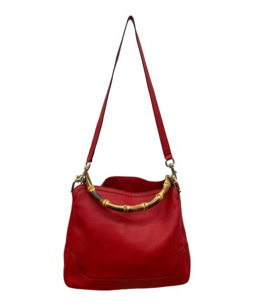 GUCCI（グッチ）GUCCI (グッチ) バンブー 2WAYトートバッグ レッドの古着・服飾アイテム