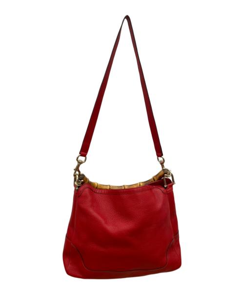 GUCCI（グッチ）GUCCI (グッチ) バンブー 2WAYトートバッグ レッドの古着・服飾アイテム