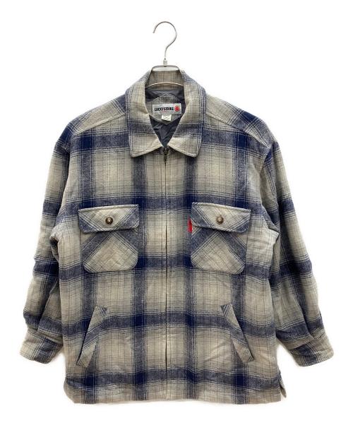 LUCKY STRIKE（ラッキーストライク）LUCKY STRIKE (ラッキーストライク) 90sシャツジャケット グレー×ネイビー サイズ:Ｍの古着・服飾アイテム