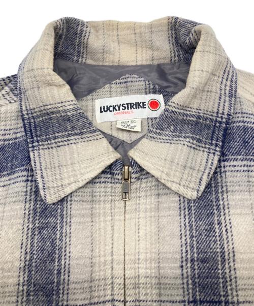 LUCKY STRIKE（ラッキーストライク）LUCKY STRIKE (ラッキーストライク) 90sシャツジャケット グレー×ネイビー サイズ:Ｍの古着・服飾アイテム