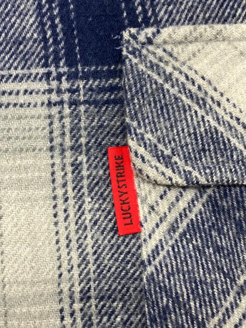 LUCKY STRIKE（ラッキーストライク）LUCKY STRIKE (ラッキーストライク) 90sシャツジャケット グレー×ネイビー サイズ:Ｍの古着・服飾アイテム