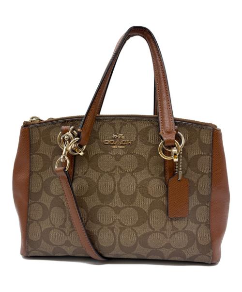 COACH（コーチ）COACH (コーチ) 	シグネチャー 2WAYショルダーバッグ ブラウン×ベージュの古着・服飾アイテム