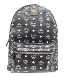 MCM（エムシーエム）の古着「STARK BACKPACK MEDIUM WHITE LOGO VISETOS」｜ブラック