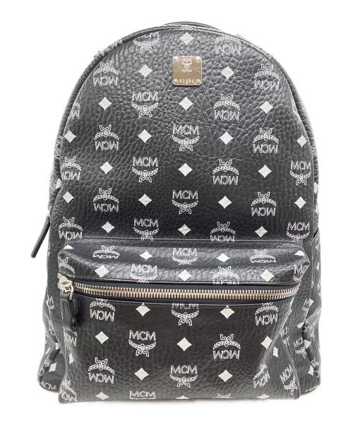 MCM（エムシーエム）MCM (エムシーエム) STARK BACKPACK MEDIUM WHITE LOGO VISETOS ブラックの古着・服飾アイテム