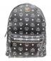 MCM（エムシーエム）の古着「STARK BACKPACK MEDIUM WHITE LOGO VISETOS」｜ブラック