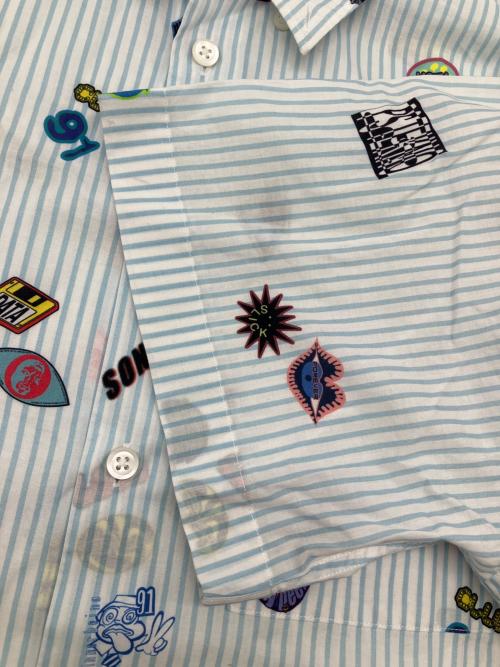 PAUL SMITH（ポールスミス）PAUL SMITH (ポールスミス) 半袖シャツ ホワイト×ブルー サイズ:Lの古着・服飾アイテム