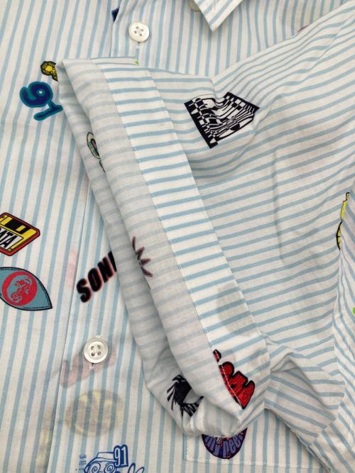 PAUL SMITH（ポールスミス）PAUL SMITH (ポールスミス) 半袖シャツ ホワイト×ブルー サイズ:Lの古着・服飾アイテム