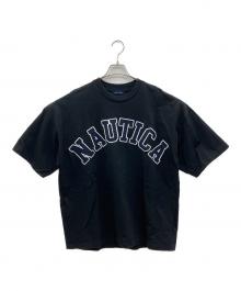 NAUTICA（ノーティカ）の古着「半袖カットソー　アーチロゴショートスリーブTシャツ」｜ブラック