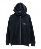 stussyステューシー）の古着「ジップパーカー」｜ブラック