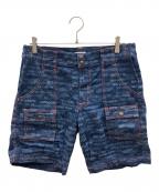 BIG JOHNビッグジョン）の古着「デニムハーフパンツ　WORLD WORKERS　Beach Denim Buch-Shorts」｜インディゴ