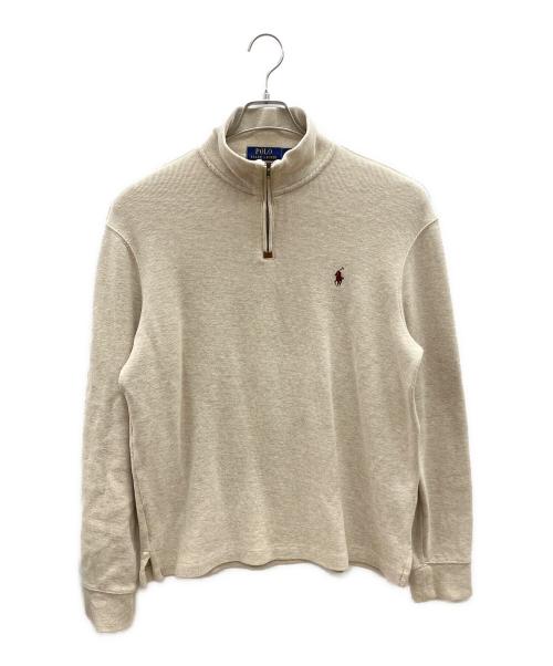 POLO RALPH LAUREN（ポロ・ラルフローレン）POLO RALPH LAUREN (ポロ・ラルフローレン) ハーフジップスウェット ベージュ サイズ:Ｍの古着・服飾アイテム