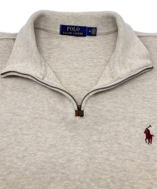 POLO RALPH LAUREN（ポロ・ラルフローレン）POLO RALPH LAUREN (ポロ・ラルフローレン) ハーフジップスウェット ベージュ サイズ:Ｍの古着・服飾アイテム