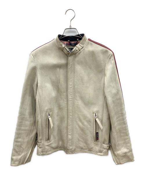 Schott（ショット）Schott (ショット) シングルライダースジャケット　クラシックレーサーライダースジャケット ホワイト×レッド×ブルー サイズ:Ｍの古着・服飾アイテム