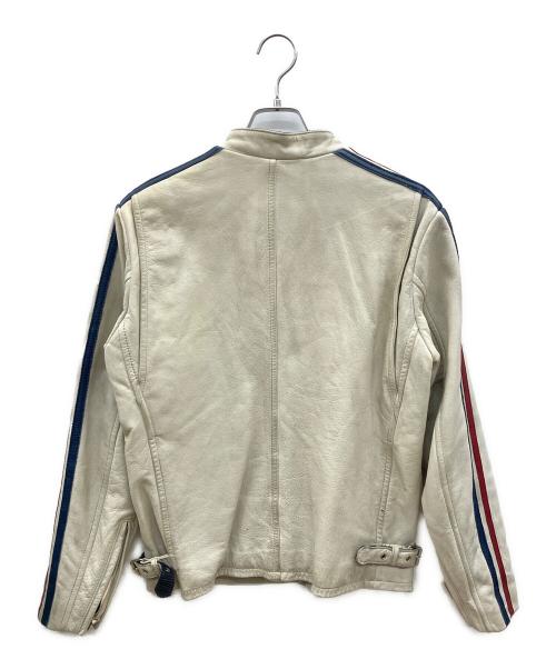 Schott（ショット）Schott (ショット) シングルライダースジャケット　クラシックレーサーライダースジャケット ホワイト×レッド×ブルー サイズ:Ｍの古着・服飾アイテム