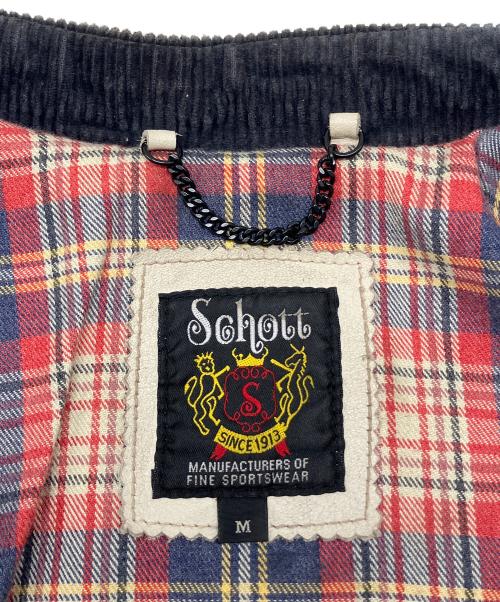 Schott（ショット）Schott (ショット) シングルライダースジャケット　クラシックレーサーライダースジャケット ホワイト×レッド×ブルー サイズ:Ｍの古着・服飾アイテム