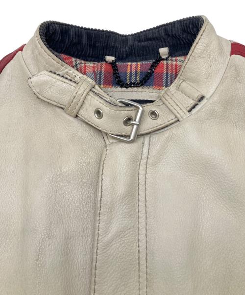 Schott（ショット）Schott (ショット) シングルライダースジャケット　クラシックレーサーライダースジャケット ホワイト×レッド×ブルー サイズ:Ｍの古着・服飾アイテム