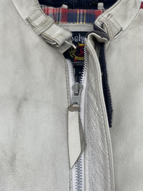 Schott（ショット）Schott (ショット) シングルライダースジャケット　クラシックレーサーライダースジャケット ホワイト×レッド×ブルー サイズ:Ｍの古着・服飾アイテム