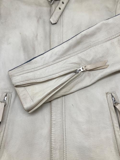 Schott（ショット）Schott (ショット) シングルライダースジャケット　クラシックレーサーライダースジャケット ホワイト×レッド×ブルー サイズ:Ｍの古着・服飾アイテム