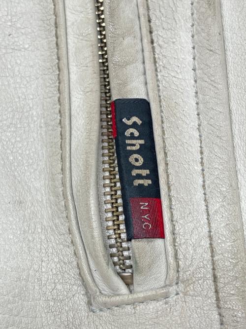 Schott（ショット）Schott (ショット) シングルライダースジャケット　クラシックレーサーライダースジャケット ホワイト×レッド×ブルー サイズ:Ｍの古着・服飾アイテム