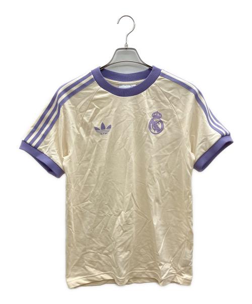 adidas（アディダス）adidas (アディダス) レアル・マドリード (レアル・マドリード) 半袖カットソー アイボリー×パープル サイズ:Ｍの古着・服飾アイテム
