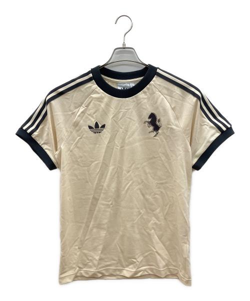 adidas（アディダス）adidas (アディダス) ユベントス (ユベントス) 半袖カットソー アイボリー×グレー サイズ:Lの古着・服飾アイテム
